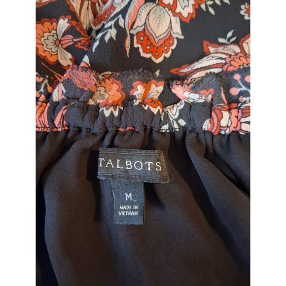 Talbots Dress Medium Long Floral Cottagecore Ruffled Neck & Sleeve Garden Party - Picture 8 of 13